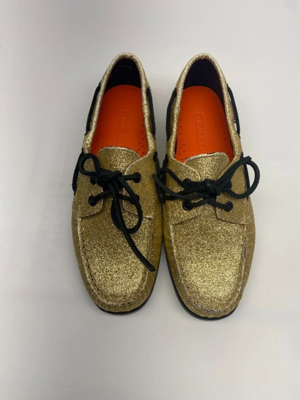 Sebago Mens Portland Glitter Yellow Gold & Black Loafer Sz 8